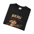 Load image into Gallery viewer, Beau Retro Racer T-Shirt — 'Beau' Dog in Car Vintage Graphic Tee (Front & Back: "I Snuggled Beau and I Liked It")
