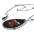 Load image into Gallery viewer, Onward Motion Retro Race Car Oval Necklace — Vintage Racing Pendant Jewelry