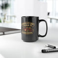 Load image into Gallery viewer, I Drove It Like I Stole It Vintage Race Car Black Mug — 15oz