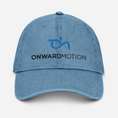 Load image into Gallery viewer, Check out our Denim Hat featuring the iconic Onward Motion logo!
