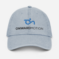 Load image into Gallery viewer, Check out our Denim Hat featuring the iconic Onward Motion logo!