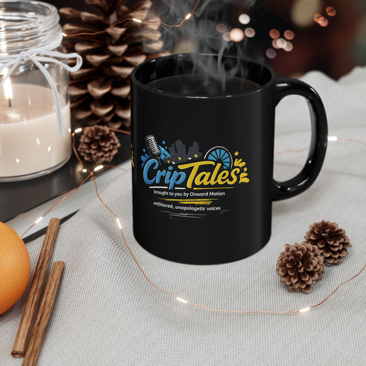 CripTales Podcast Black Coffee Mug (11oz/15oz) — Disability Pride & Storytelling Ceramic Mug