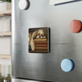 Load image into Gallery viewer, Shih Tzu Nap on Books Porcelain Magnet — Square Dog Lover Gift

