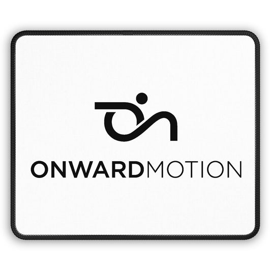 Onward Motion Logo Gaming Mouse Pad — Minimalist Black & White Desk Mousepad