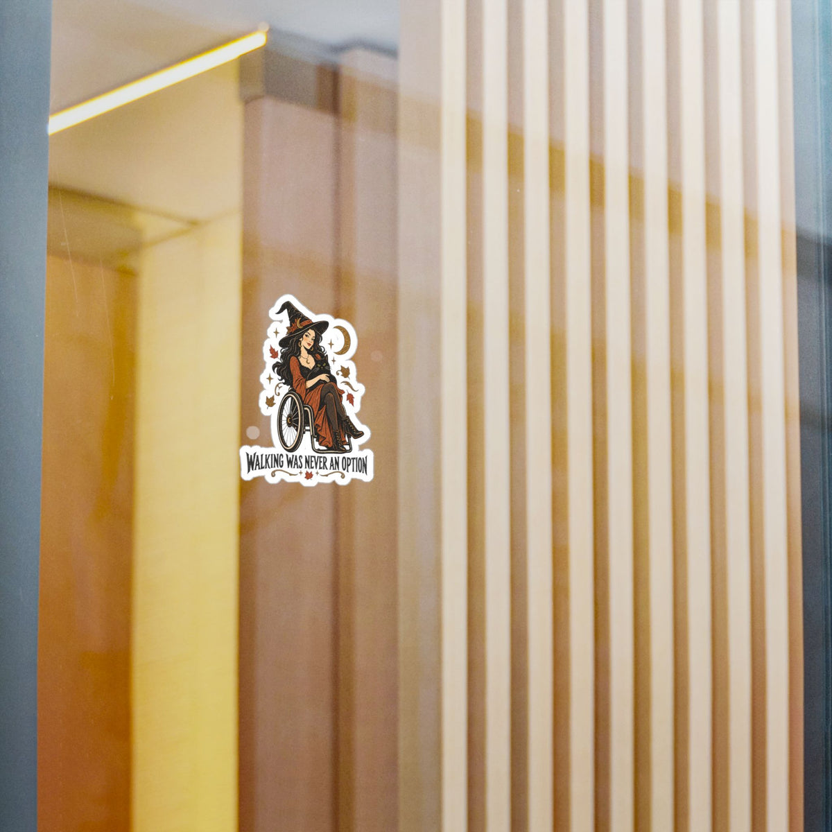 Witch in Wheelchair Vinyl Sticker — “Walking Was Never An Option” Kiss-Cut Decal