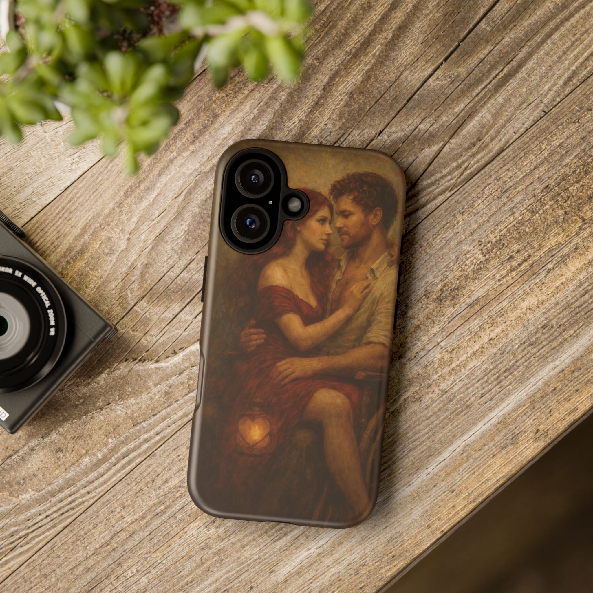 Romantic Vintage Painting Phone Case — Couples Embrace Protective Tough Case