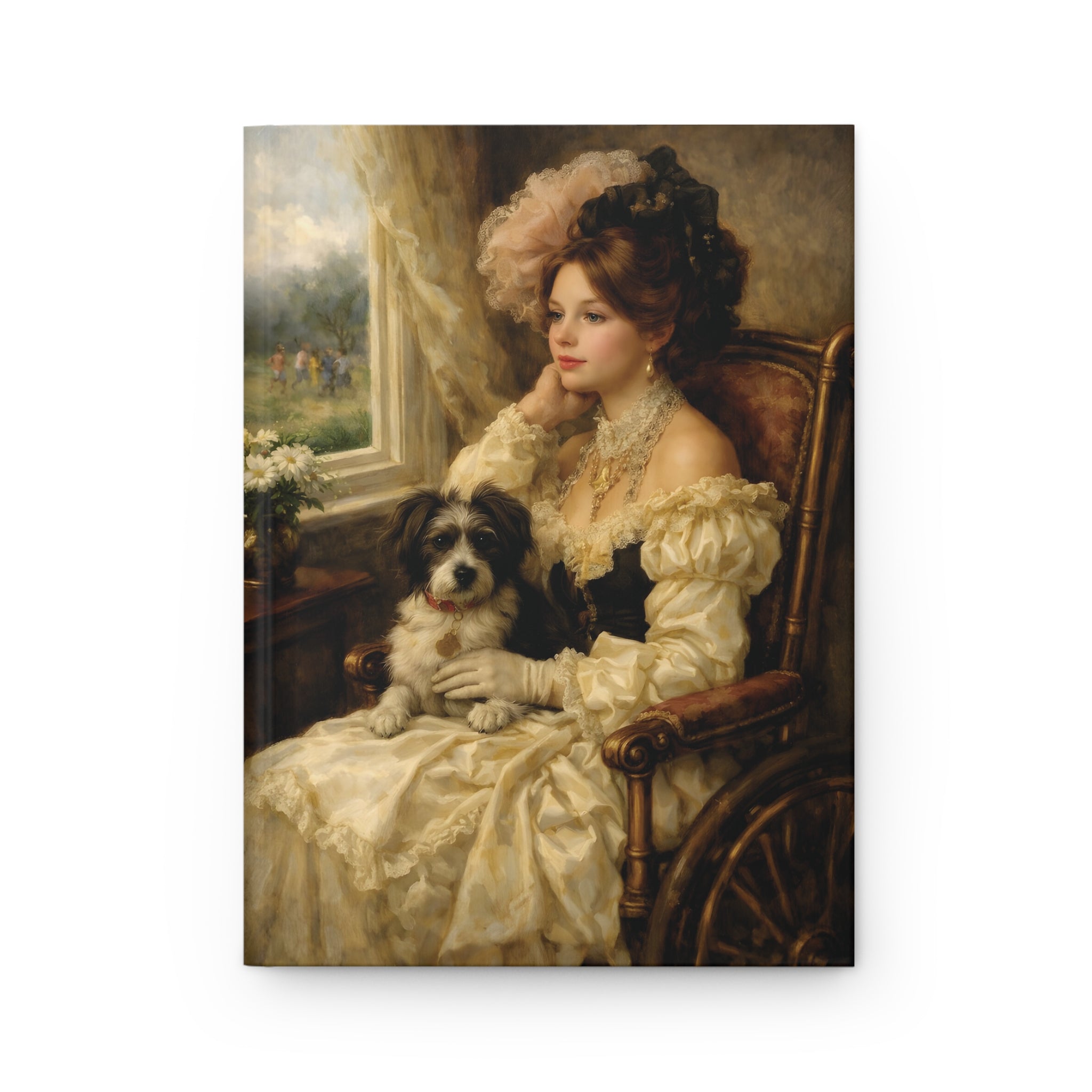 Victorian Lady with Dog Hardcover Journal — Elegant Vintage Art Notebook