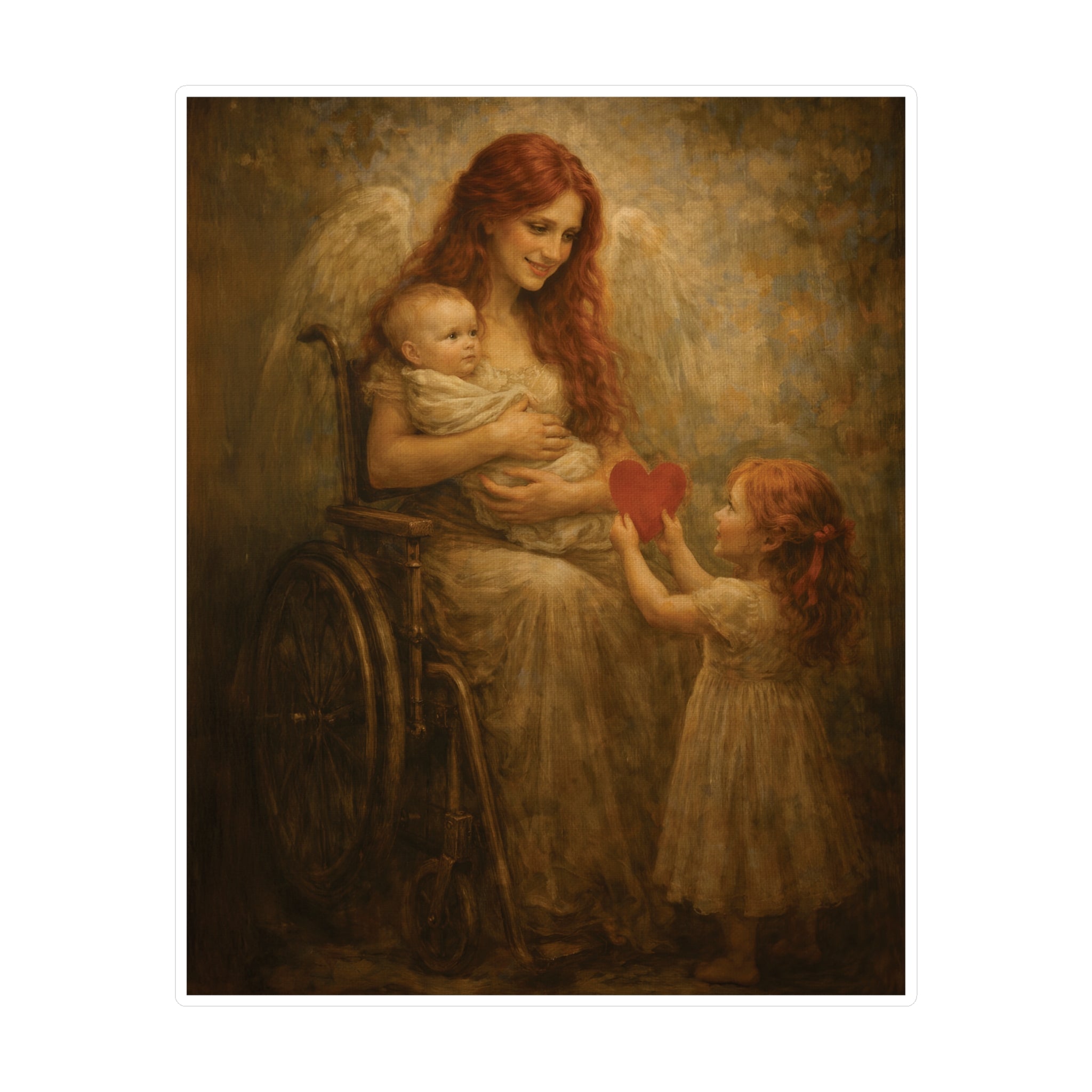 Angel & Child Vinyl Sticker — Heartgiving Kiss-Cut Decal
