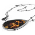 Load image into Gallery viewer, Oval Pendant Necklace with Vintage Angel Painting — Religious Teardrop Locket
