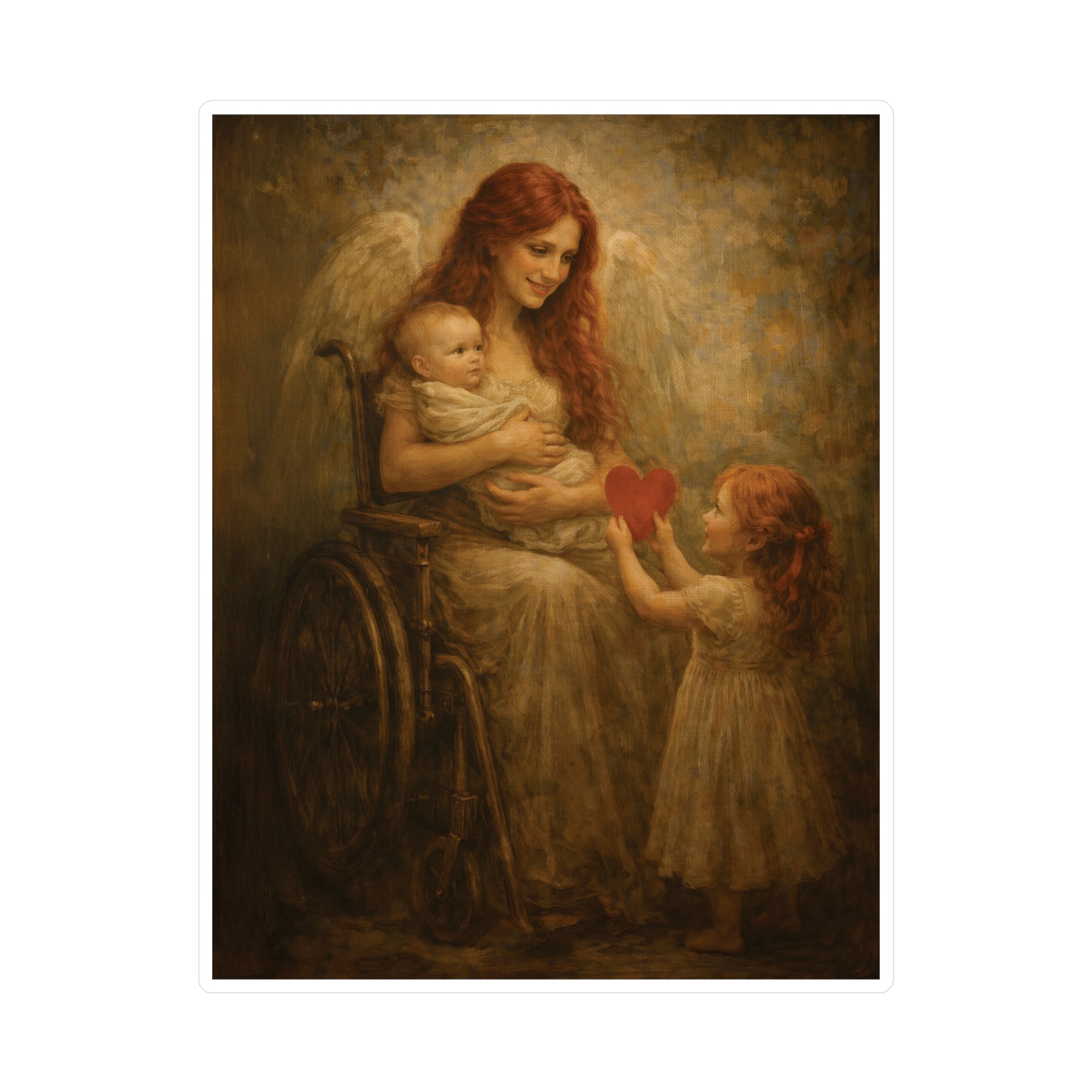 Angel & Child Vinyl Sticker — Heartgiving Kiss-Cut Decal