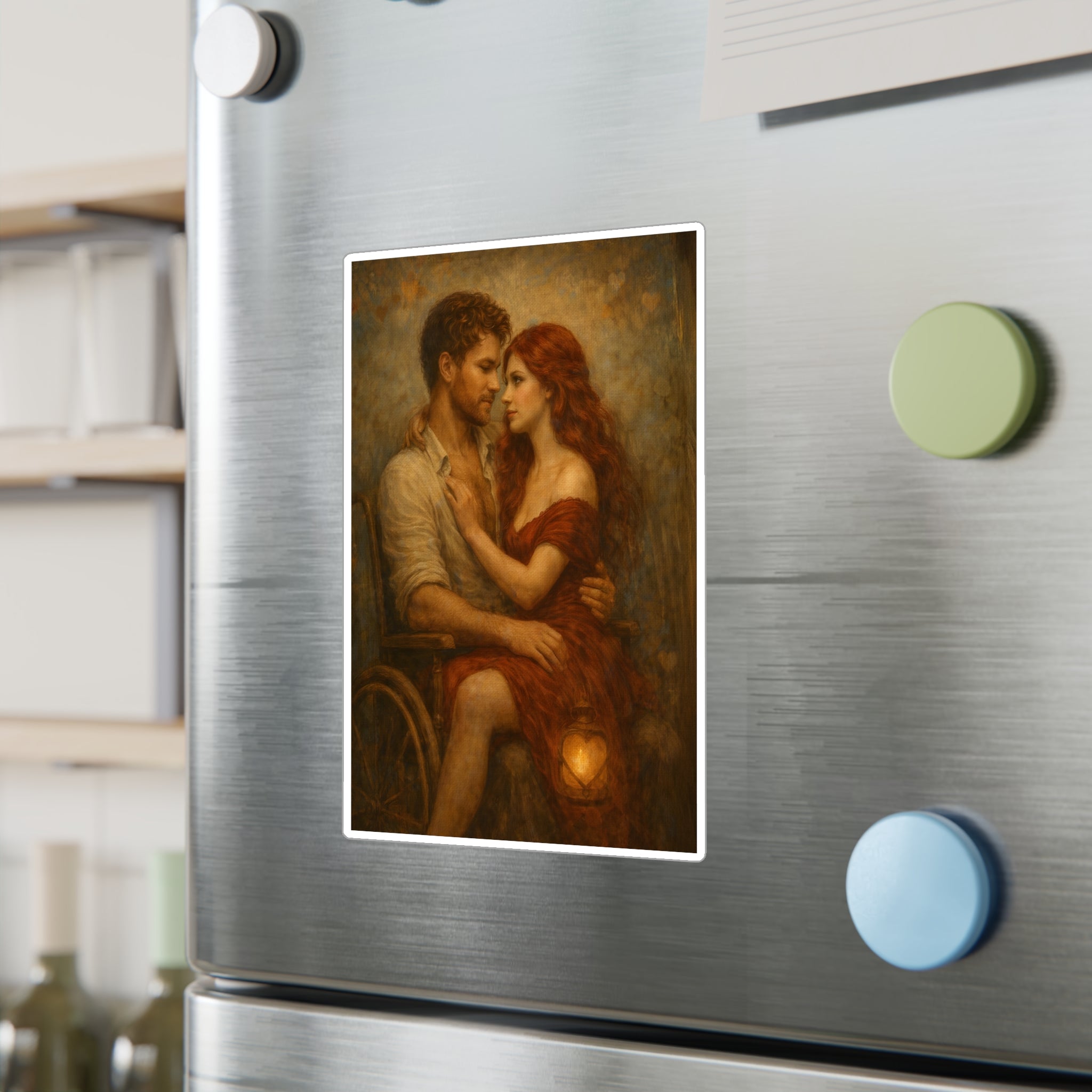 Romantic Embrace Vinyl Decal — Vintage Couple Art Sticker