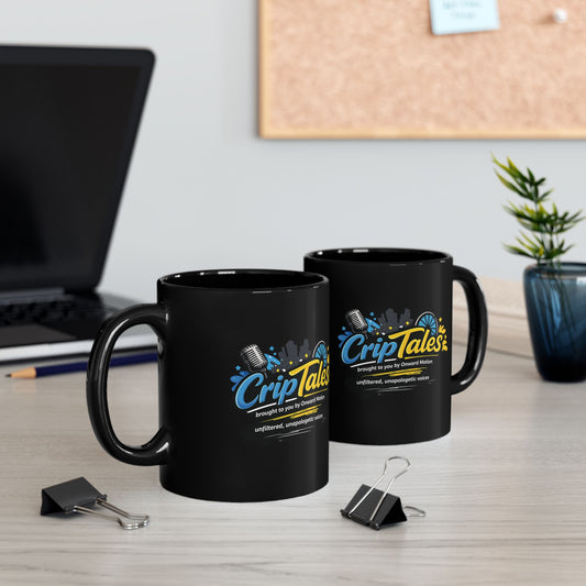 CripTales Podcast Black Coffee Mug (11oz/15oz) — Disability Pride & Storytelling Ceramic Mug