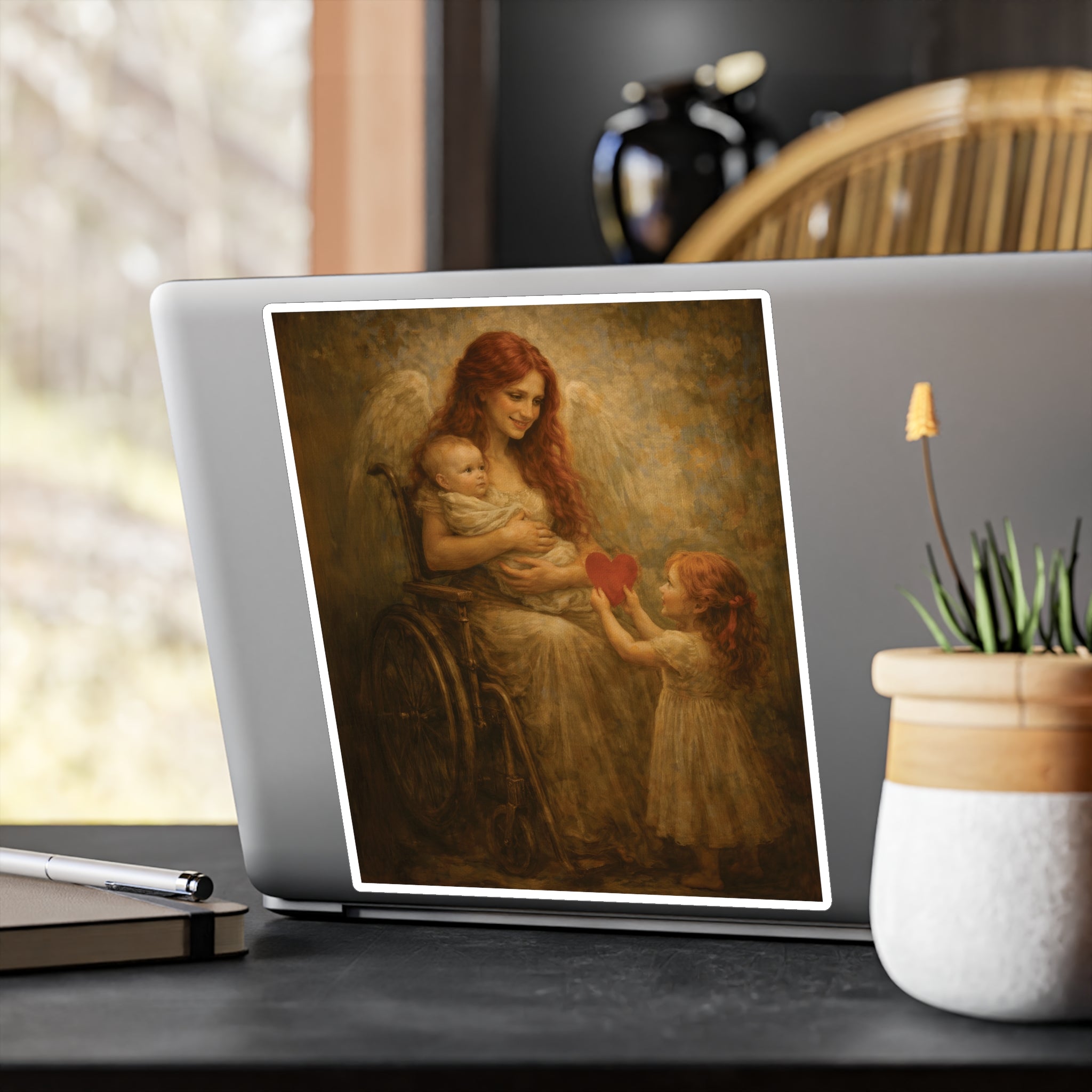 Angel & Child Vinyl Sticker — Heartgiving Kiss-Cut Decal