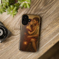Load image into Gallery viewer, Romantic Vintage Painting Phone Case — Couples Embrace Protective Tough Case
