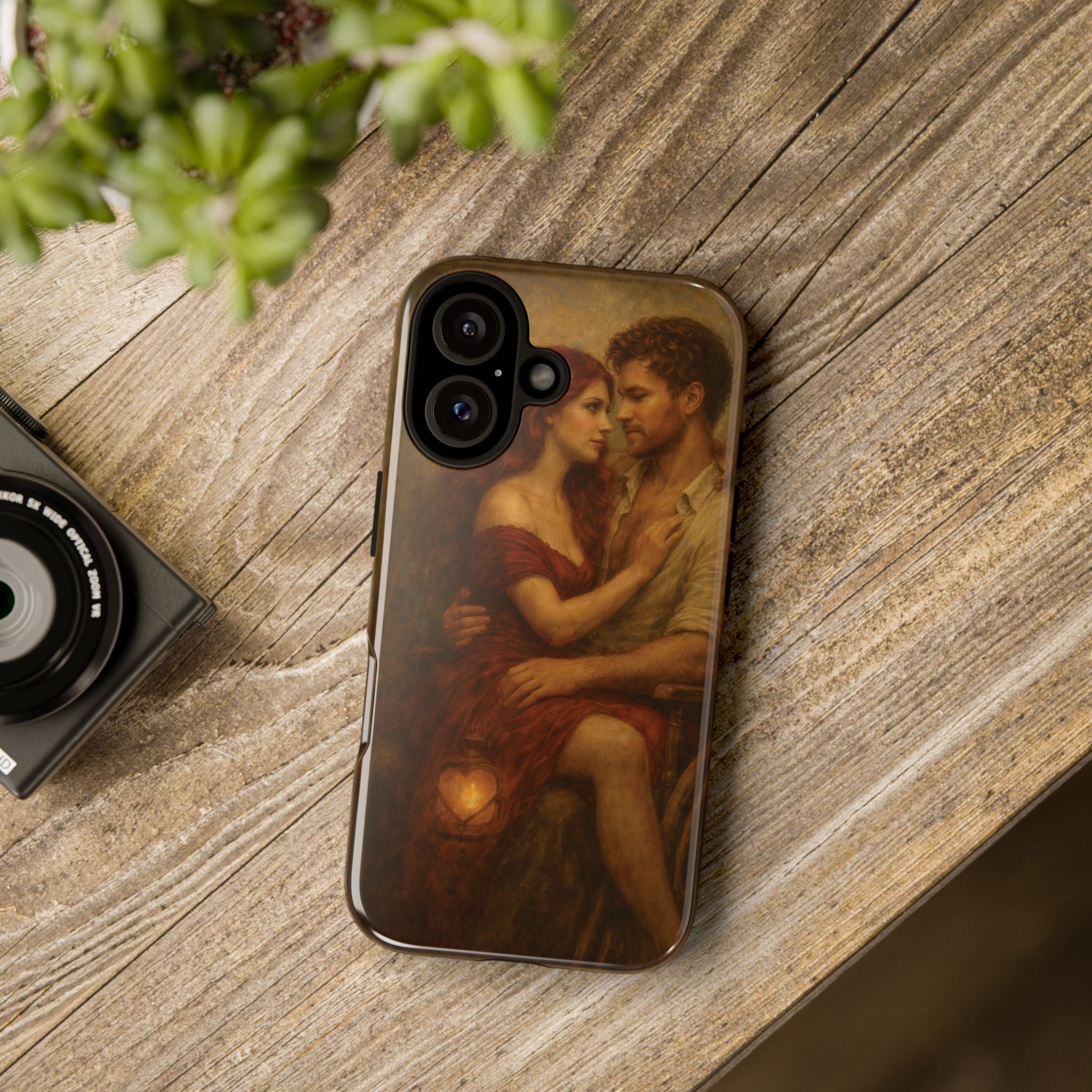 Romantic Vintage Painting Phone Case — Couples Embrace Protective Tough Case