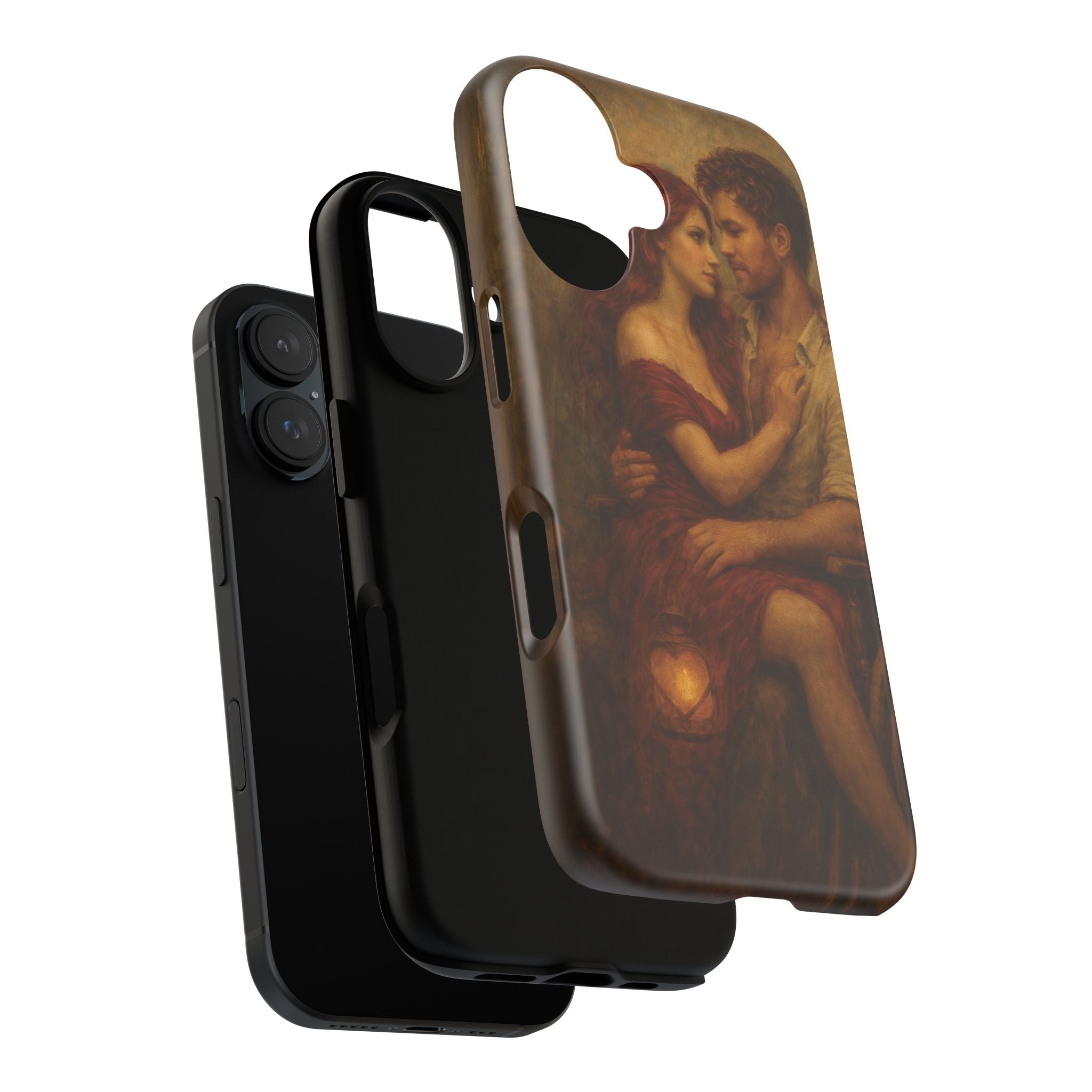 Romantic Vintage Painting Phone Case — Couples Embrace Protective Tough Case