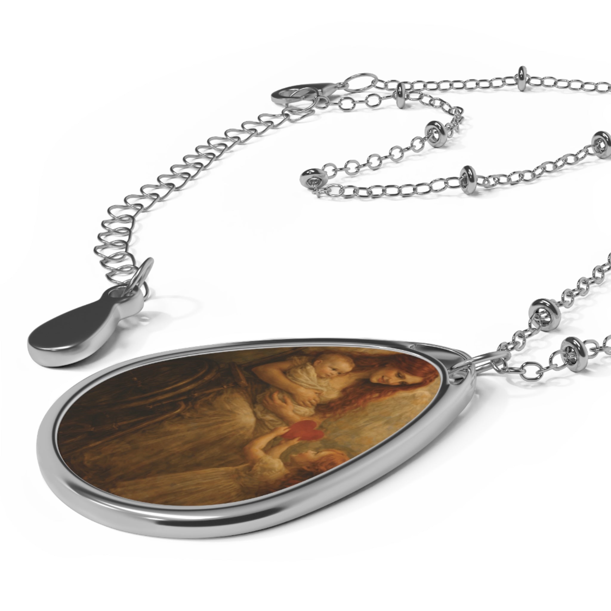 Vintage Madonna & Child Oval Necklace — Valentine Pendant Jewelry