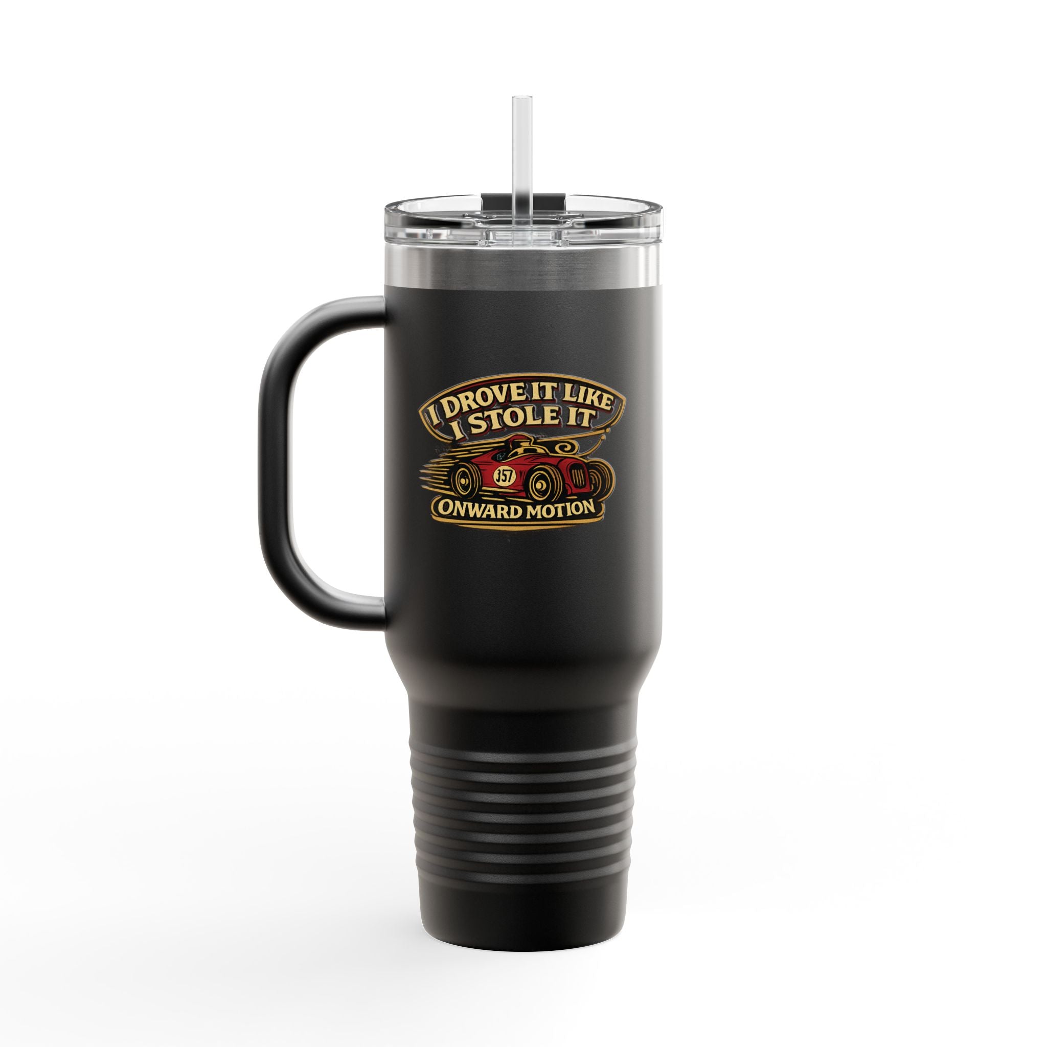 Copy of 40oz Insulated Travel Mug – “Onward Motion Driver” Racing Logo Stainless Tumbler