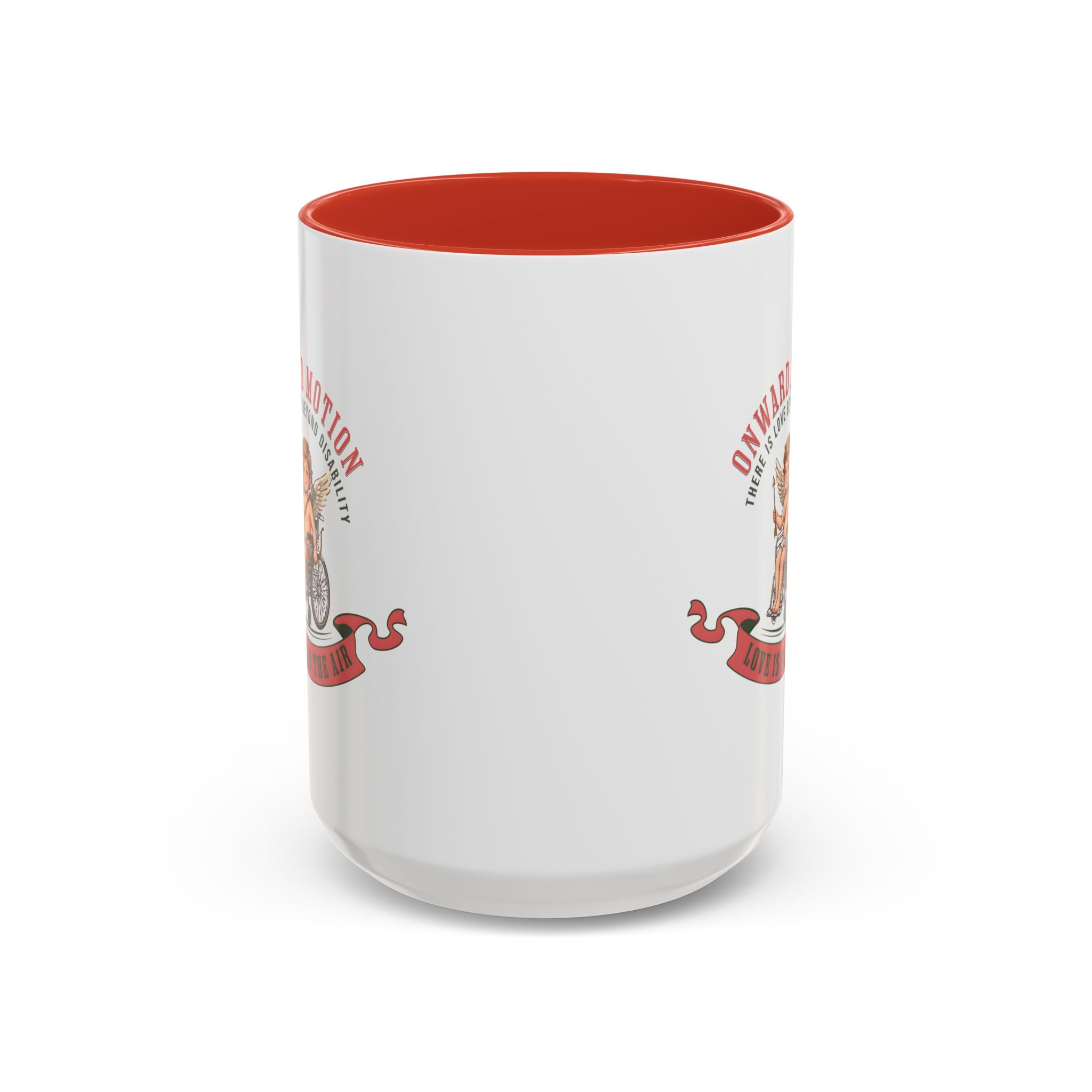 Onward Motion Cherub Wheelchair Coffee Mug — "Love Is In The Air" Accent Mug