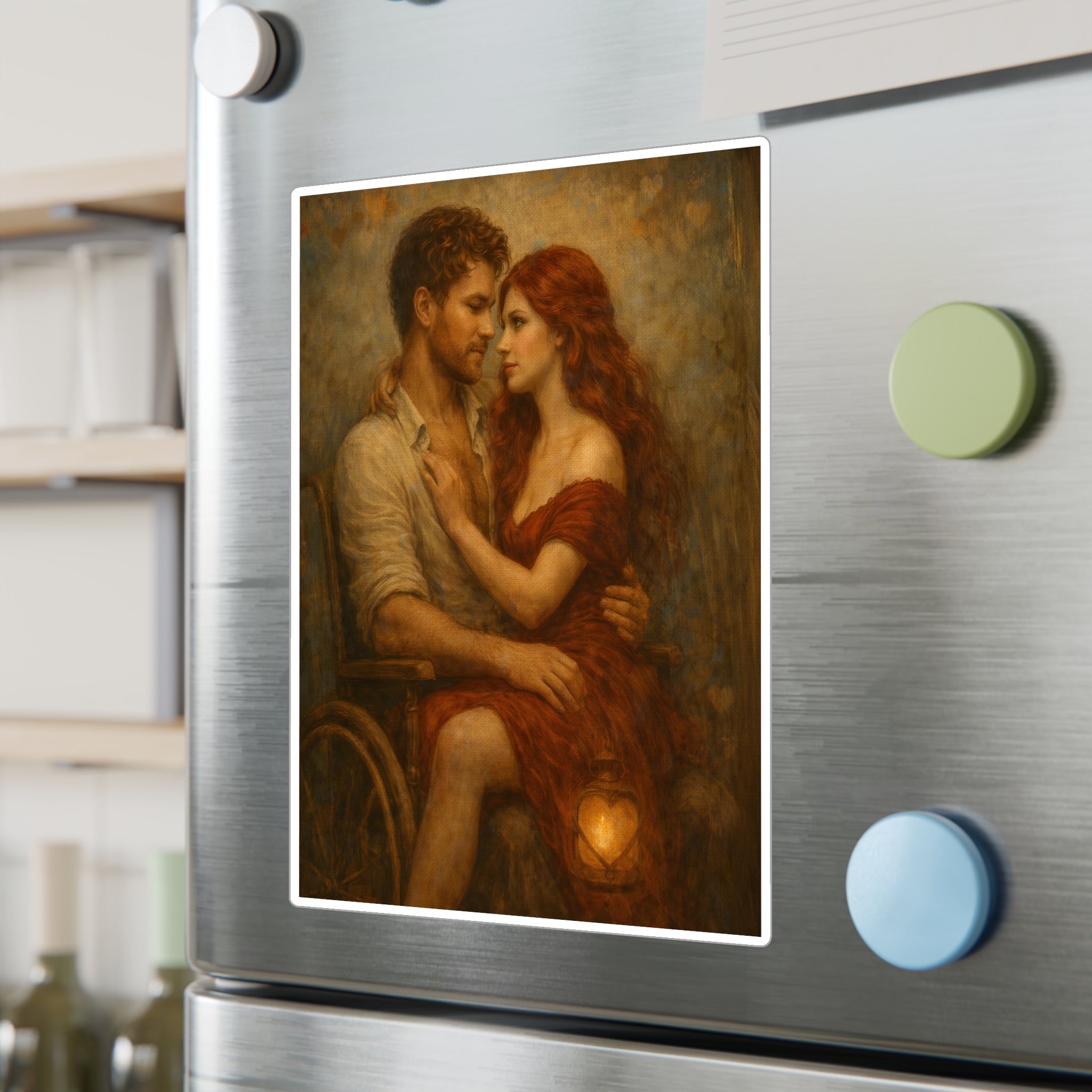 Romantic Embrace Vinyl Decal — Vintage Couple Art Sticker