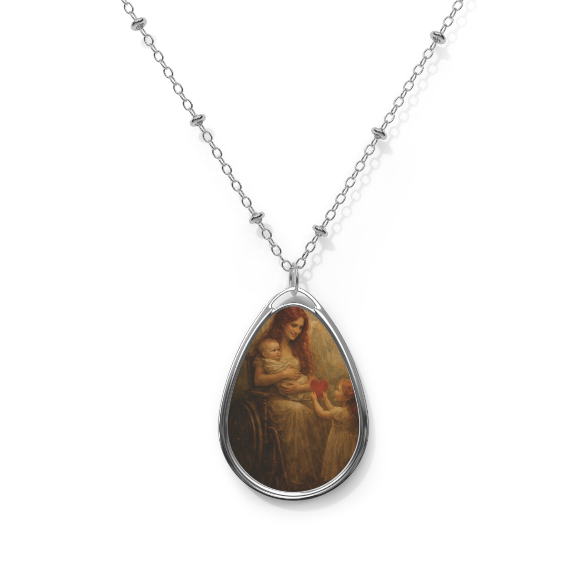 Vintage Madonna & Child Oval Necklace — Valentine Pendant Jewelry