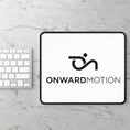 Load image into Gallery viewer, Onward Motion Logo Gaming Mouse Pad — Minimalist Black & White Desk Mousepad
