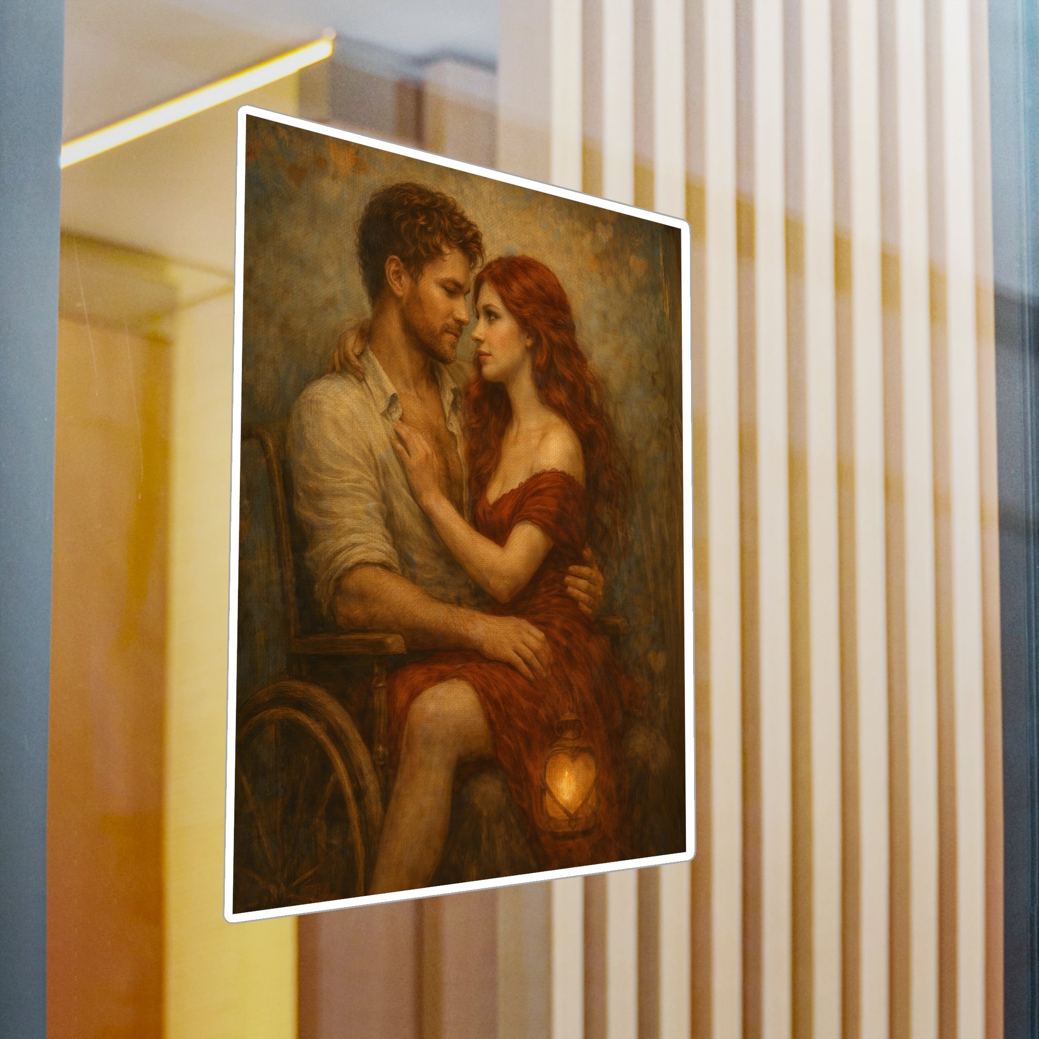 Romantic Embrace Vinyl Decal — Vintage Couple Art Sticker