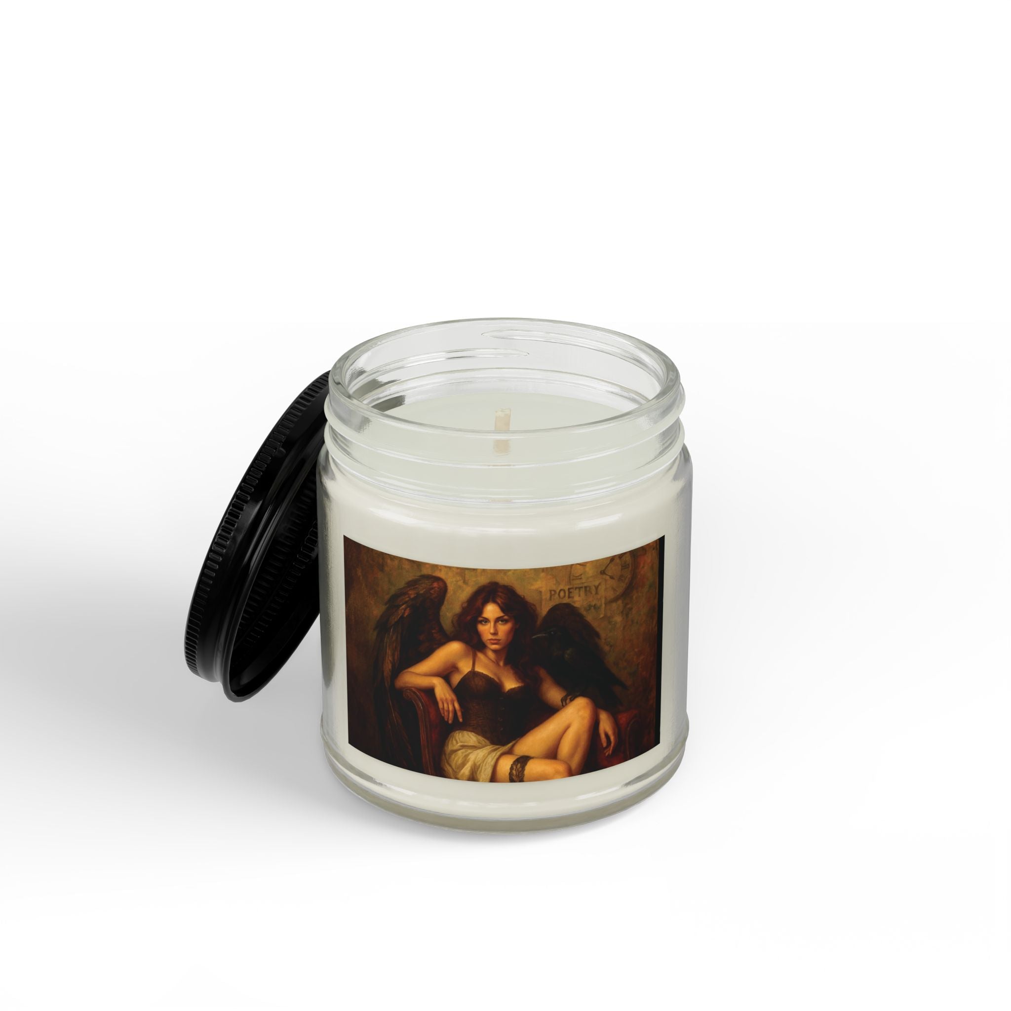 Amber Glass Soy Candle — Gothic Angel Art Scented Candle (4oz & 9oz)
