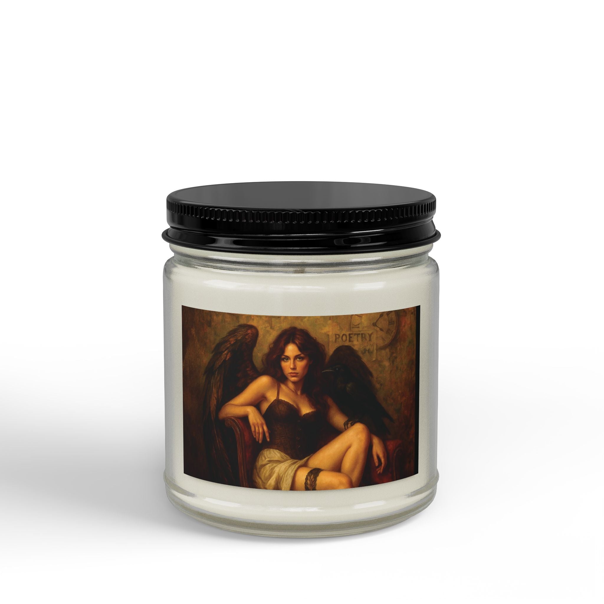 Amber Glass Soy Candle — Gothic Angel Art Scented Candle (4oz & 9oz)