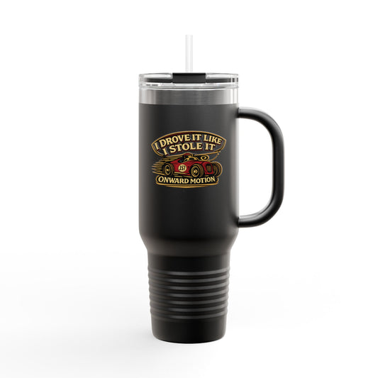 Copy of 40oz Insulated Travel Mug – “Onward Motion Driver” Racing Logo Stainless Tumbler