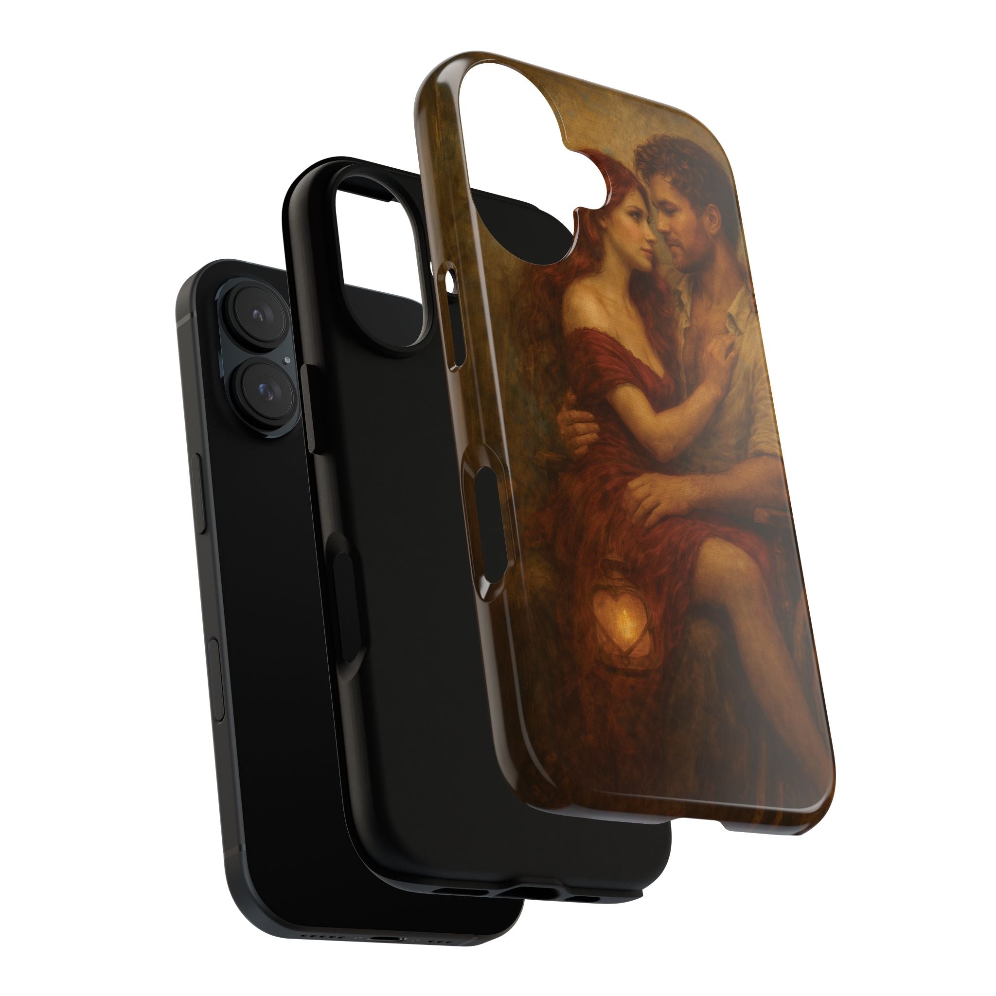 Romantic Vintage Painting Phone Case — Couples Embrace Protective Tough Case