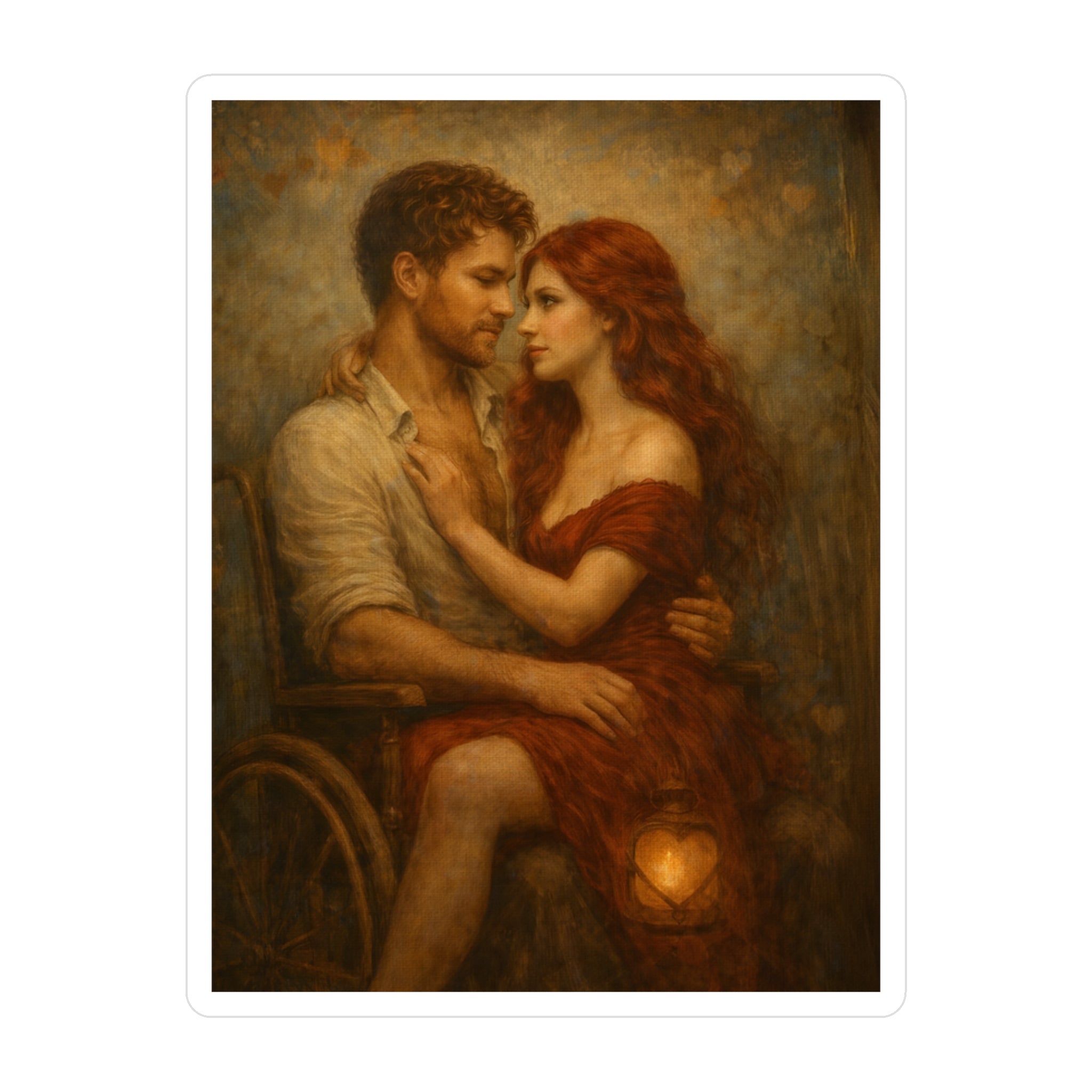 Romantic Embrace Vinyl Decal — Vintage Couple Art Sticker