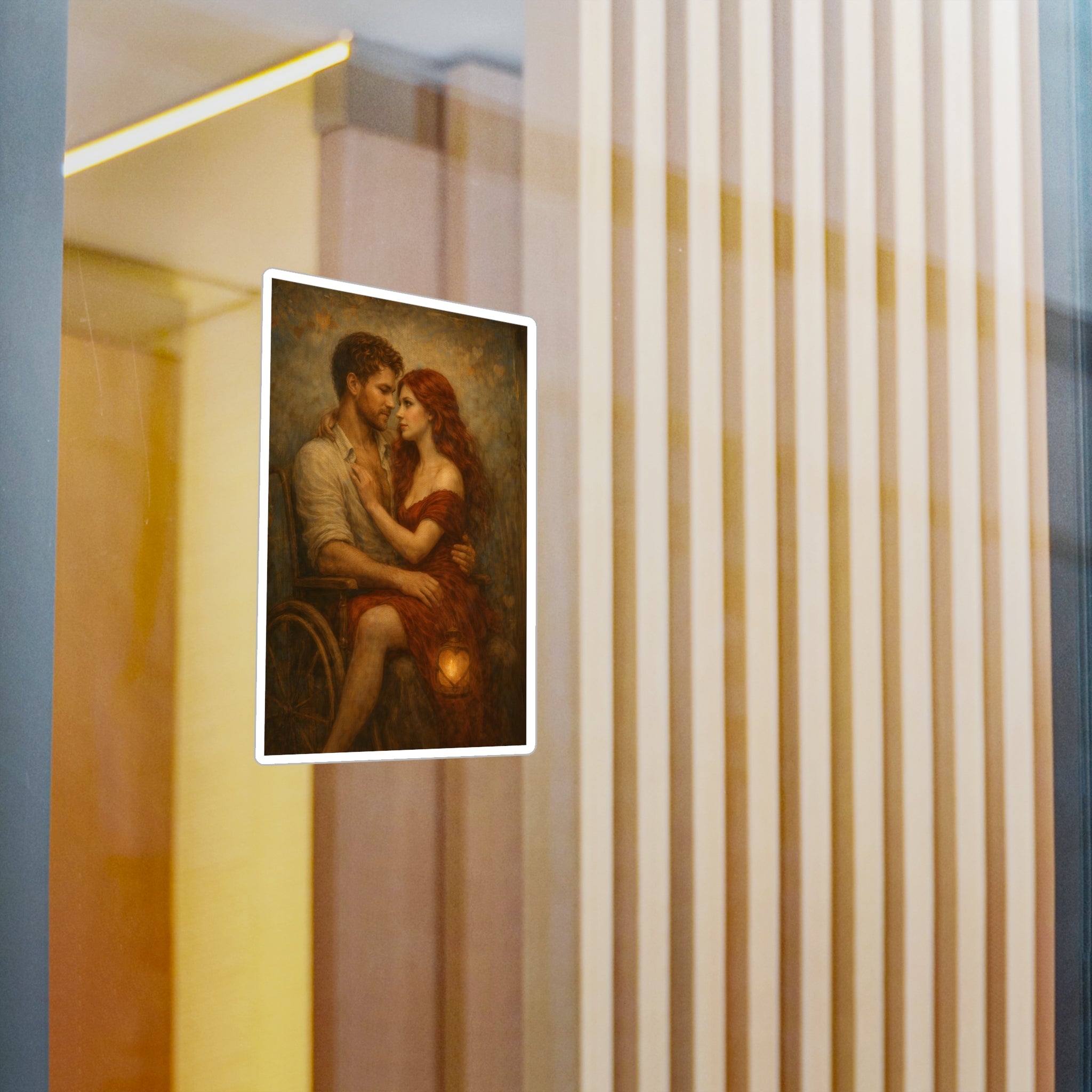 Romantic Embrace Vinyl Decal — Vintage Couple Art Sticker