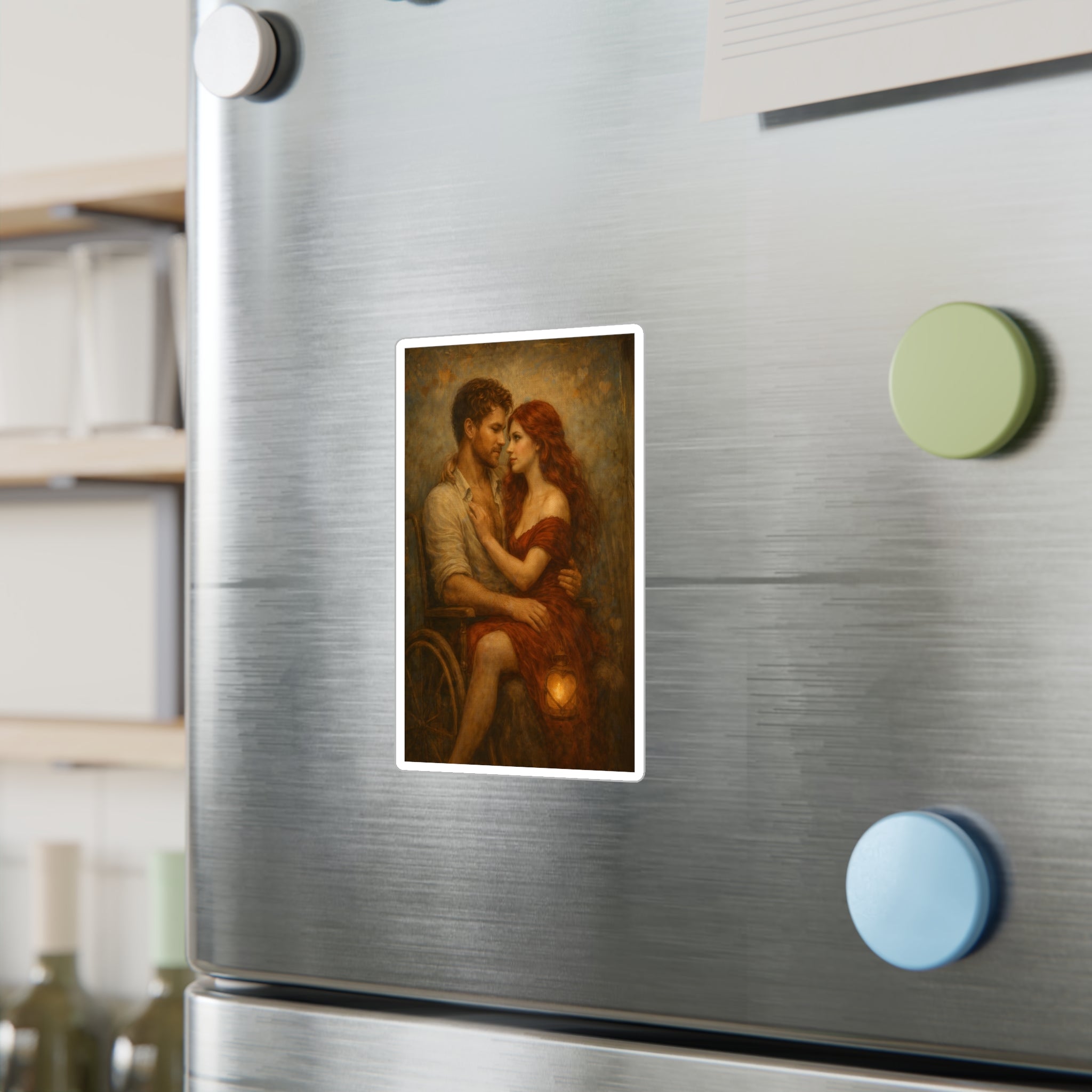 Romantic Embrace Vinyl Decal — Vintage Couple Art Sticker