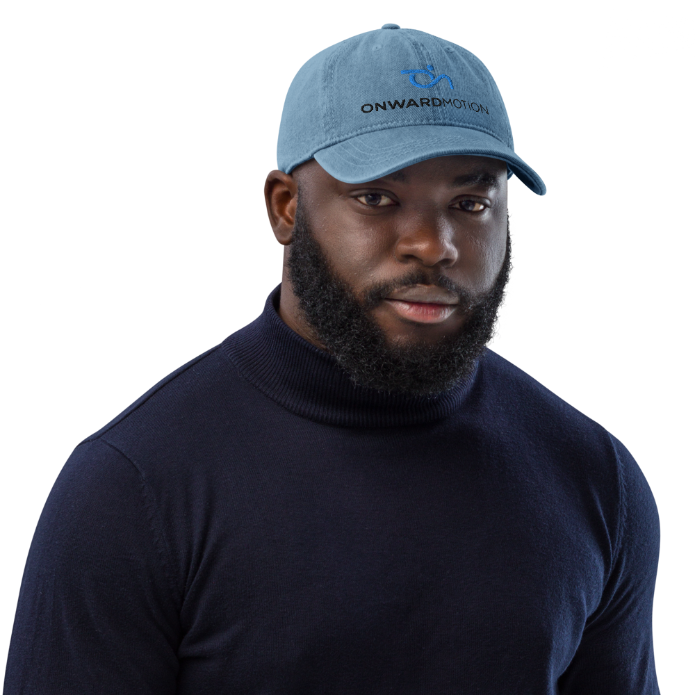 Check out our Denim Hat featuring the iconic Onward Motion logo!