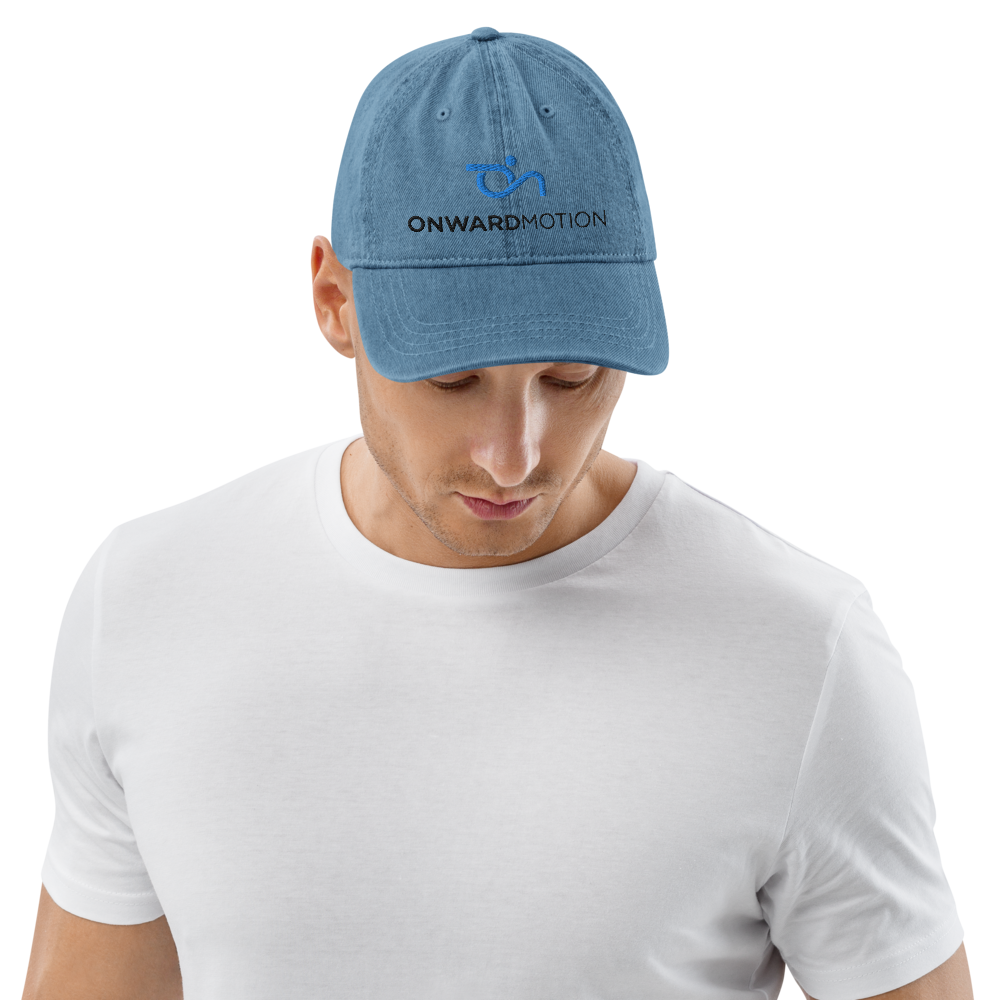 Check out our Denim Hat featuring the iconic Onward Motion logo!