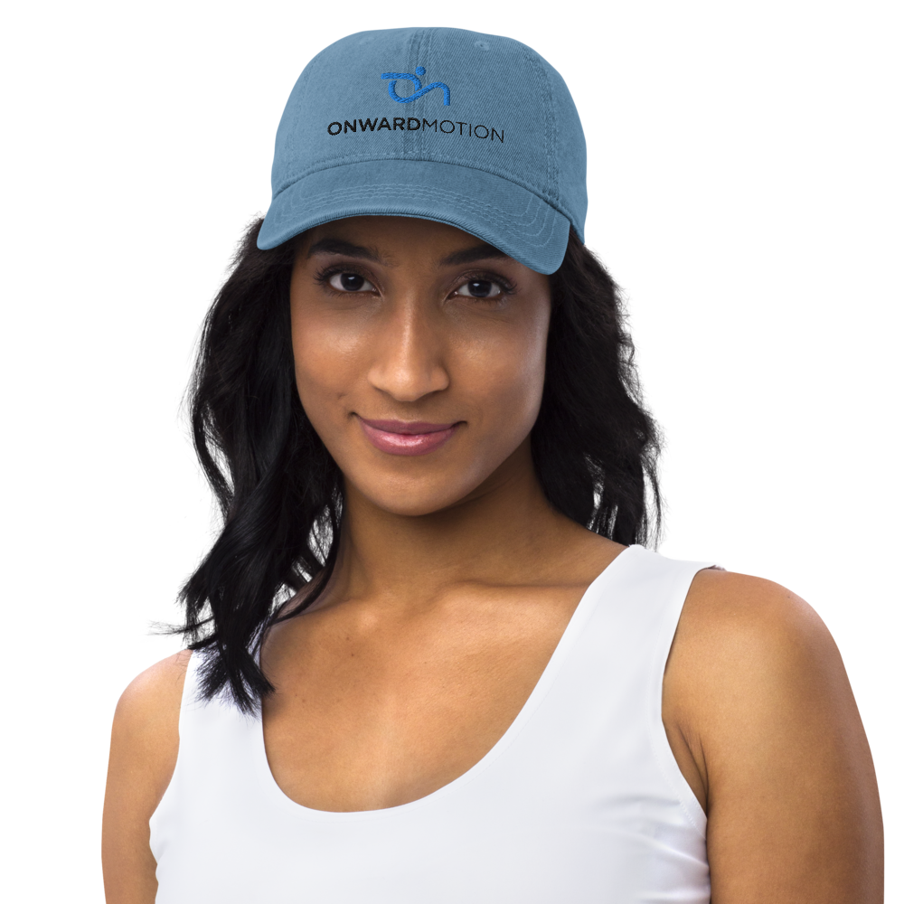 Check out our Denim Hat featuring the iconic Onward Motion logo!