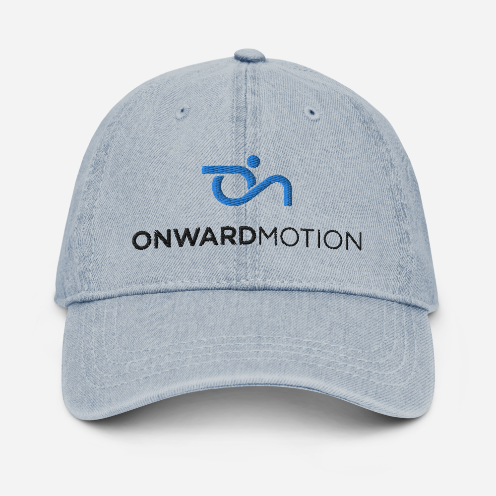 Check out our Denim Hat featuring the iconic Onward Motion logo!