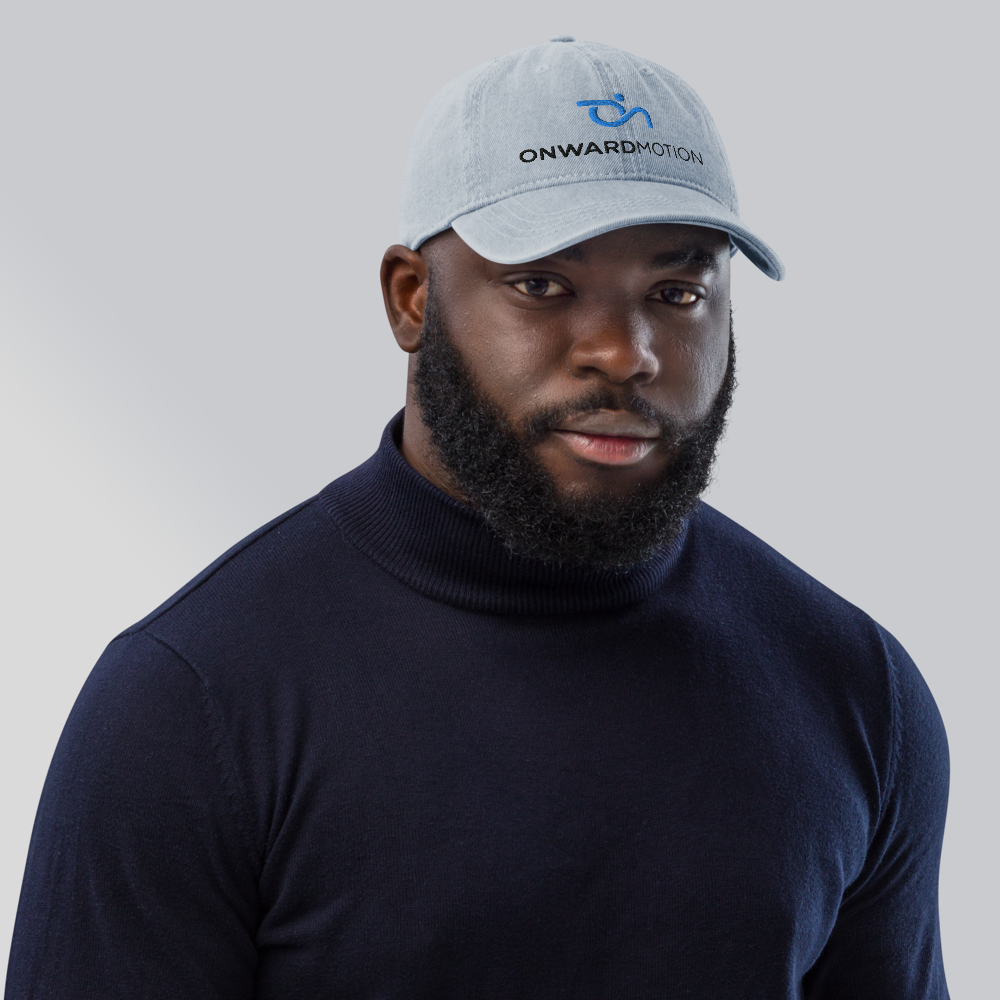 Check out our Denim Hat featuring the iconic Onward Motion logo!