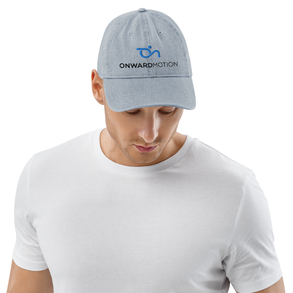 Check out our Denim Hat featuring the iconic Onward Motion logo!