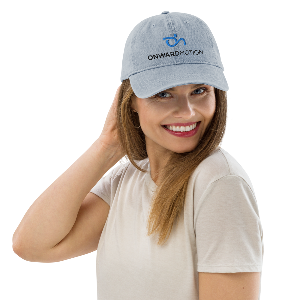 Check out our Denim Hat featuring the iconic Onward Motion logo!