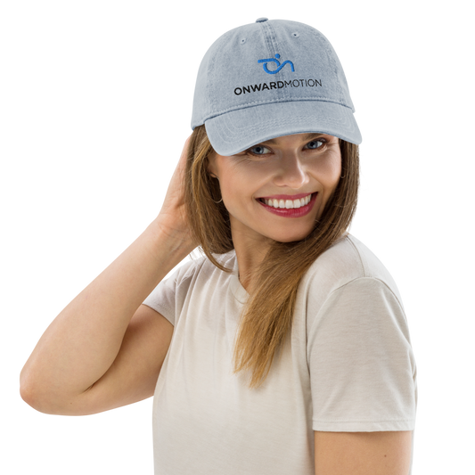 Check out our Denim Hat featuring the iconic Onward Motion logo!