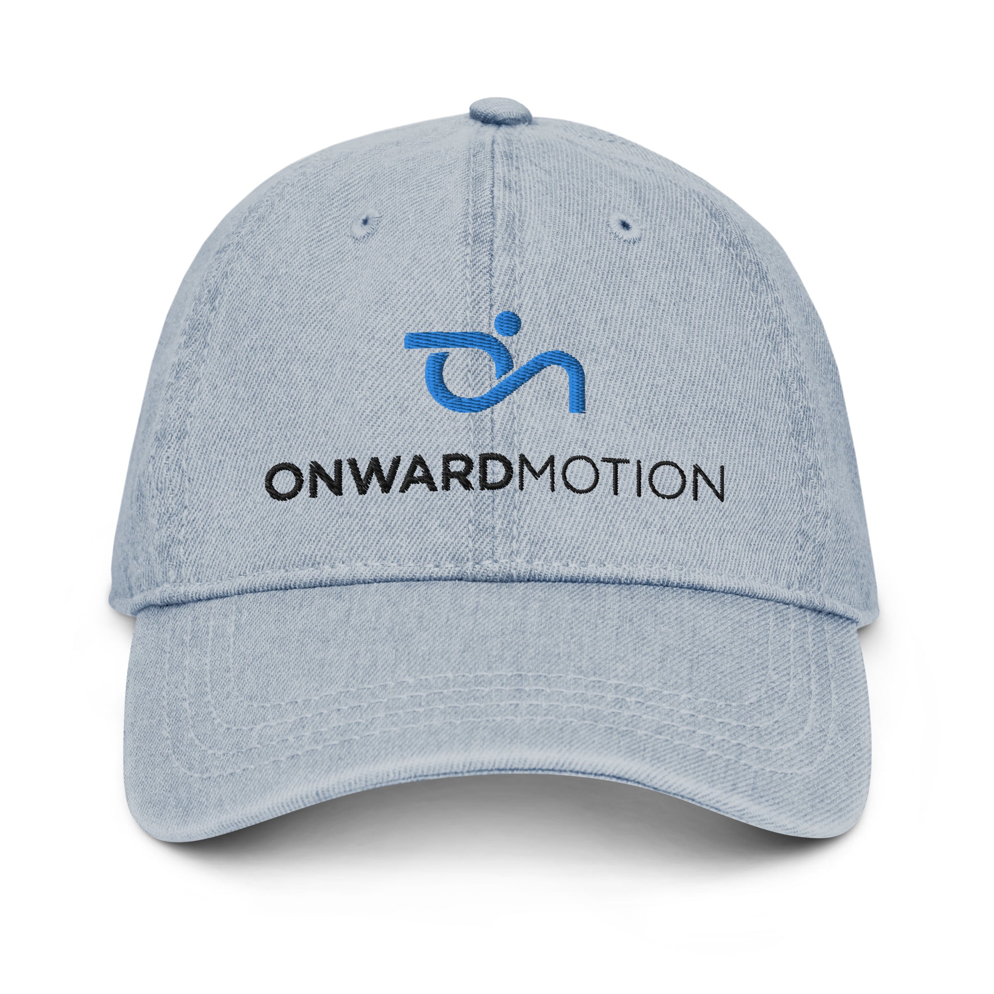 Check out our Denim Hat featuring the iconic Onward Motion logo!